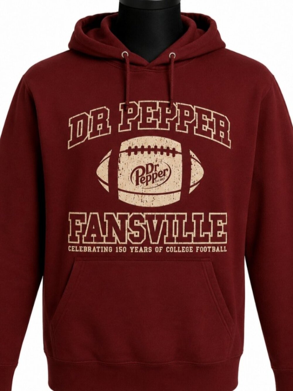 DR. PEPPER FANSVILLE FOOTBALL HOODIE PULLOVER - BURGUNDY -XXL